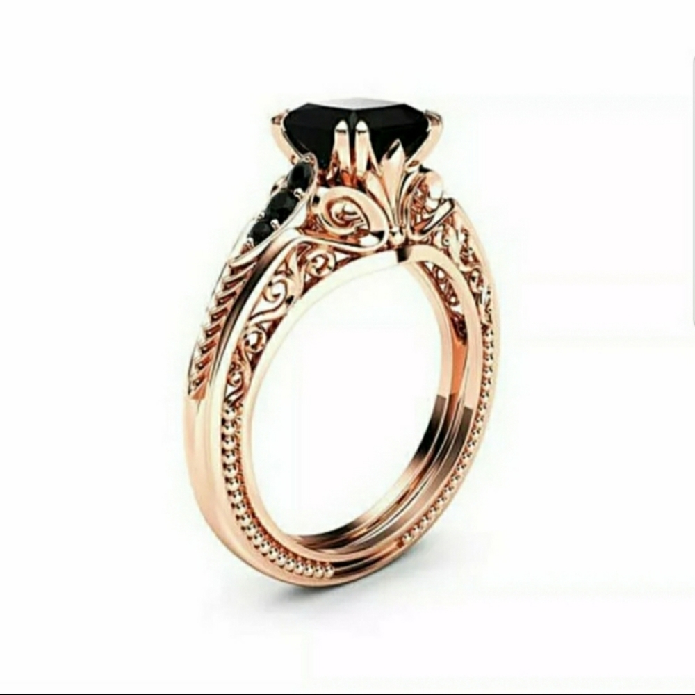 Beautiful Rose Gold Filled Black Sapphire Ring - Picture 3 of 3